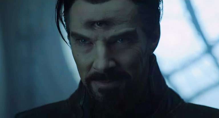 Doctor Strange in the Multiverse of Madness; evil Doctor Strange with a third eye.